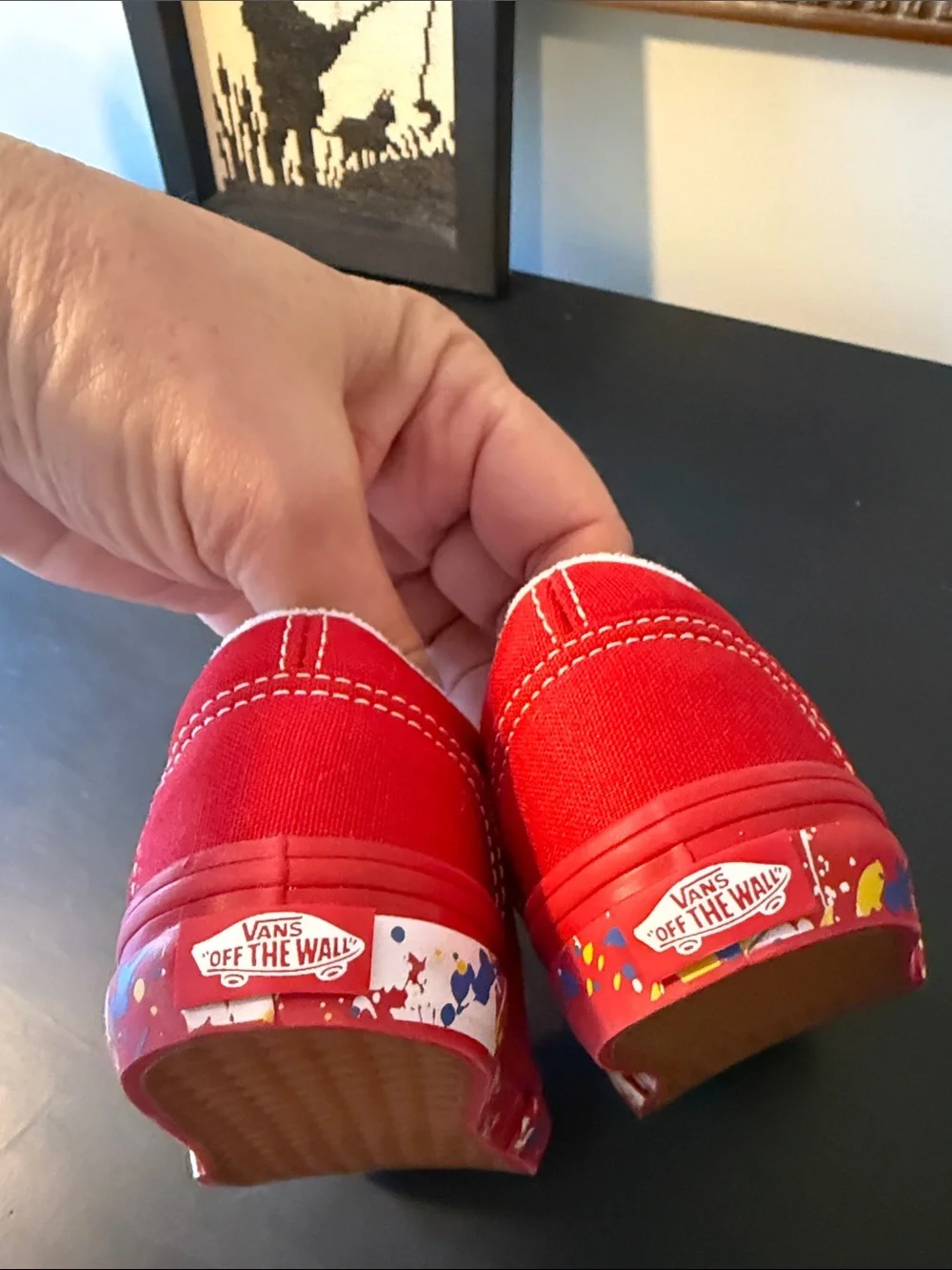 Vans NWT! Kids Red Canvas Velcro Sneakers with White Stripe